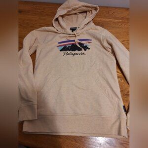 Patagonia Tan Hoodie with Mountain Design